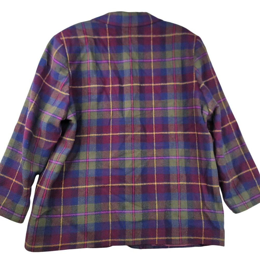 Vintage 90s Pendleton Plus Size 2X Womens Wool Plaid Blazer USA Deadstock New - Picture 7 of 11